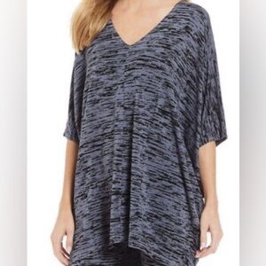 Bryn Walker Blue‎ Black Geo Dress Kaftan Dolman Oversized Lagenlook Tunic Top XL